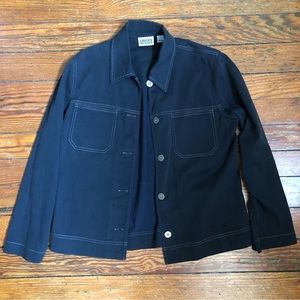 Vintage Chicos Design black button up with metal buttons and contrast stitching!